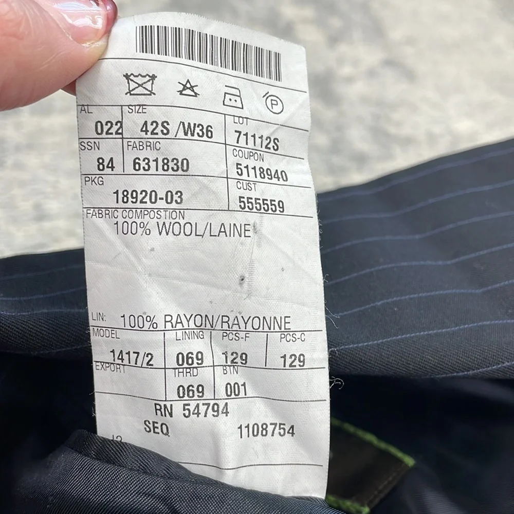 Joseph Abboud Black Pinstripe Suit Business Formal Wool Sz 42S Jacket 36 Pants
